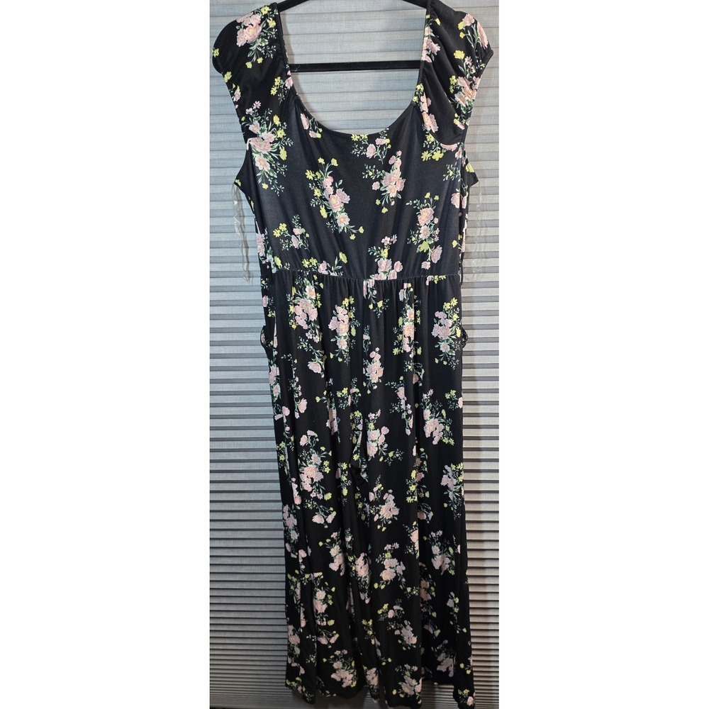NoBo No Boundaries Floral Romper Plus Size XL Black Pink Yellow Boho Summer